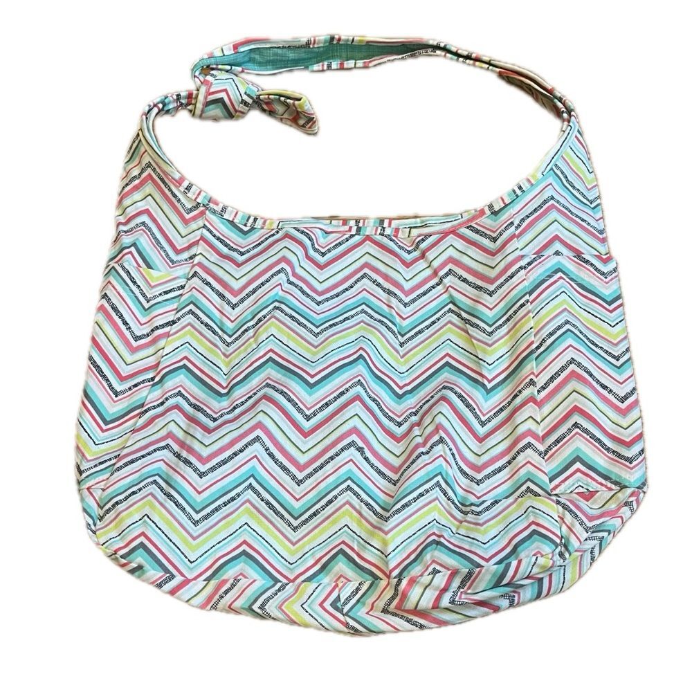 Thirty One Chevron Patterned Multicolor Blue Gree… - image 1